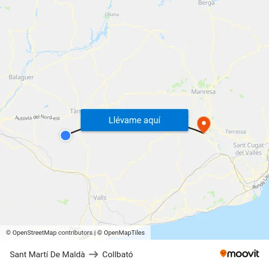 Sant Martí De Maldà to Collbató map