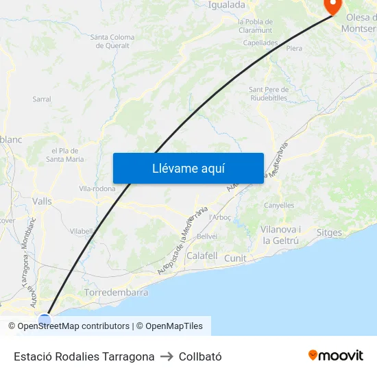 Estació Rodalies Tarragona to Collbató map