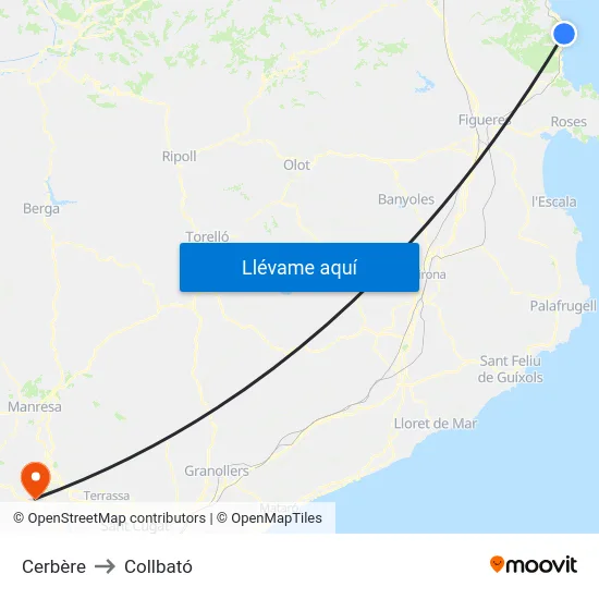 Cerbère to Collbató map