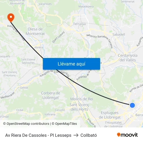 Av Riera De Cassoles - Pl Lesseps to Collbató map