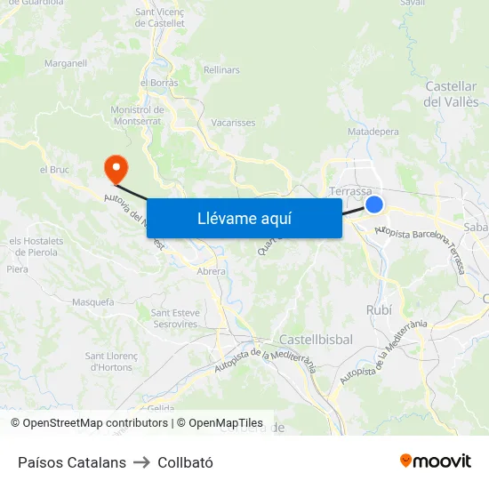 Paísos Catalans to Collbató map
