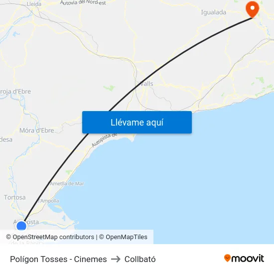 Polígon Tosses - Cinemes to Collbató map