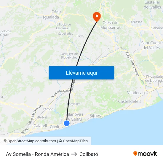 Av Somella - Ronda Amèrica to Collbató map