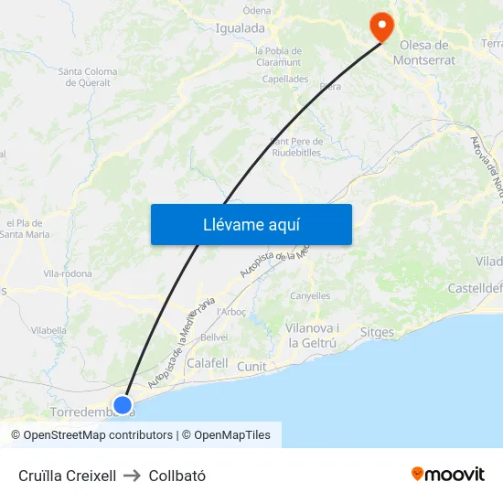 Cruïlla Creixell to Collbató map