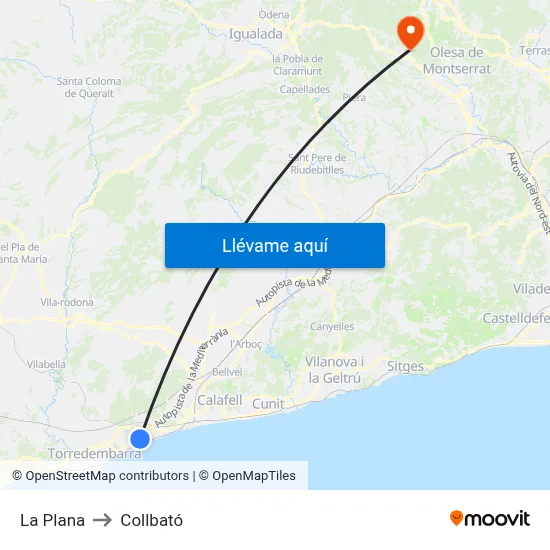 La Plana to Collbató map