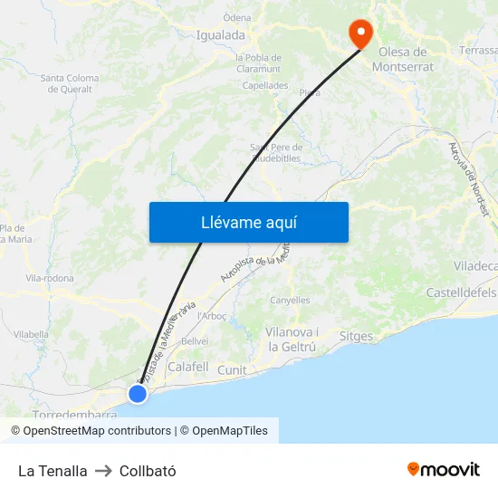 La Tenalla to Collbató map