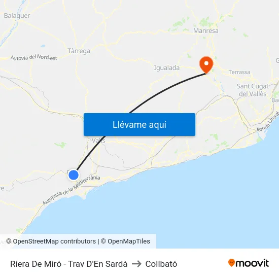 Riera De Miró - Trav D'En Sardà to Collbató map