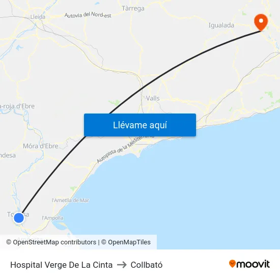 Hospital Verge De La Cinta to Collbató map