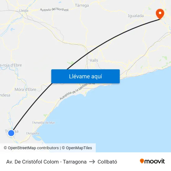 Av. De Cristòfol Colom - Tarragona to Collbató map