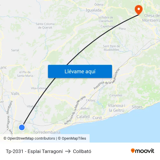 Tp-2031 - Esplai Tarragoní to Collbató map