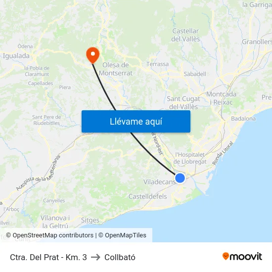 Ctra. Del Prat - Km. 3 to Collbató map