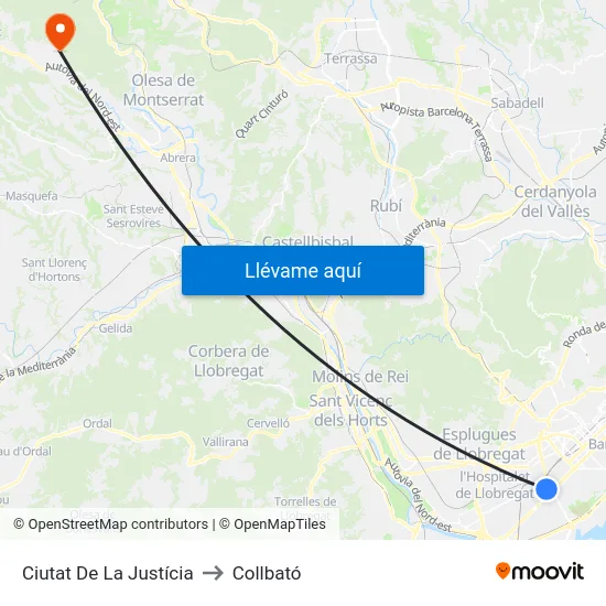 Ciutat De La Justícia to Collbató map