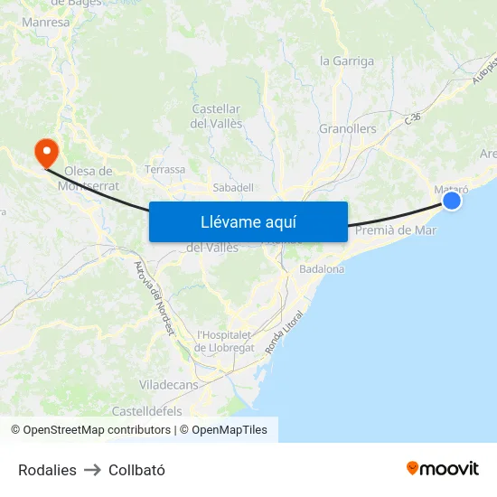 Rodalies to Collbató map