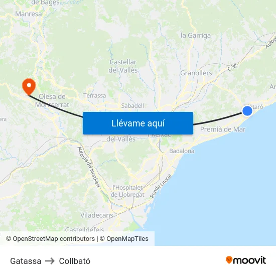 Gatassa to Collbató map