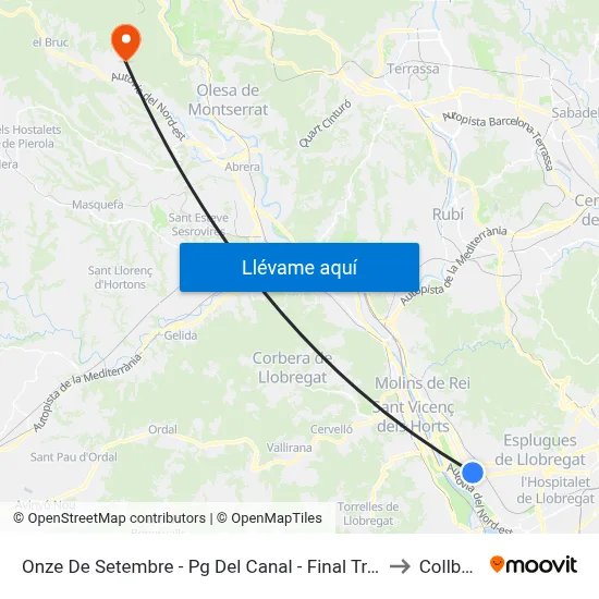 Onze De Setembre - Pg Del Canal - Final Trajecte to Collbató map