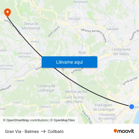 Gran Via - Balmes to Collbató map