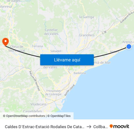 Caldes D´Estrac-Estació Rodalies De Catalunya to Collbató map