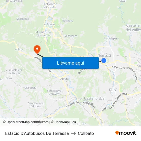 Estació D'Autobusos De Terrassa to Collbató map