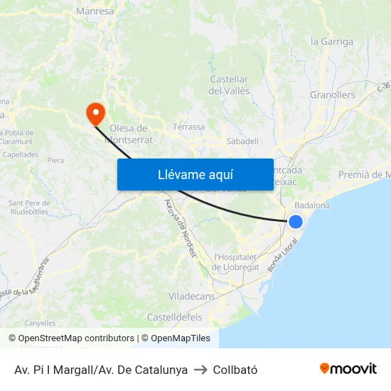 Av. Pi I Margall/Av. De Catalunya to Collbató map