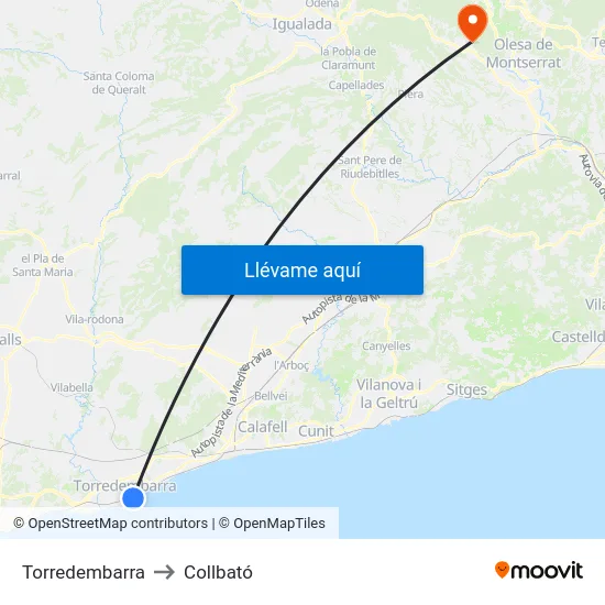 Torredembarra to Collbató map