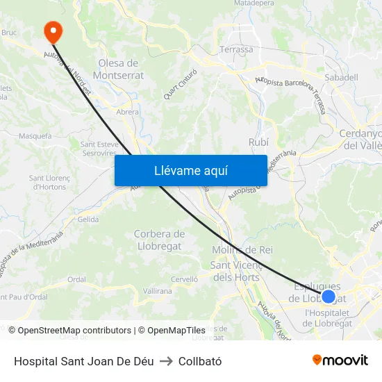 Hospital Sant Joan De Déu to Collbató map