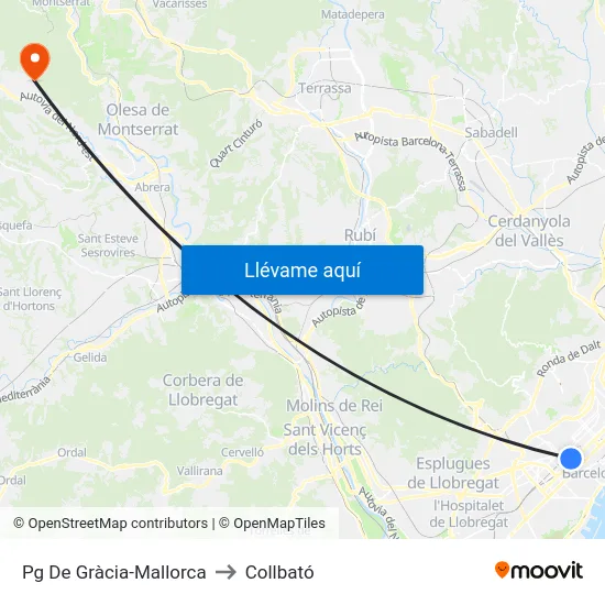 Pg De Gràcia-Mallorca to Collbató map