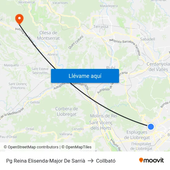 Pg Reina Elisenda-Major De Sarrià to Collbató map