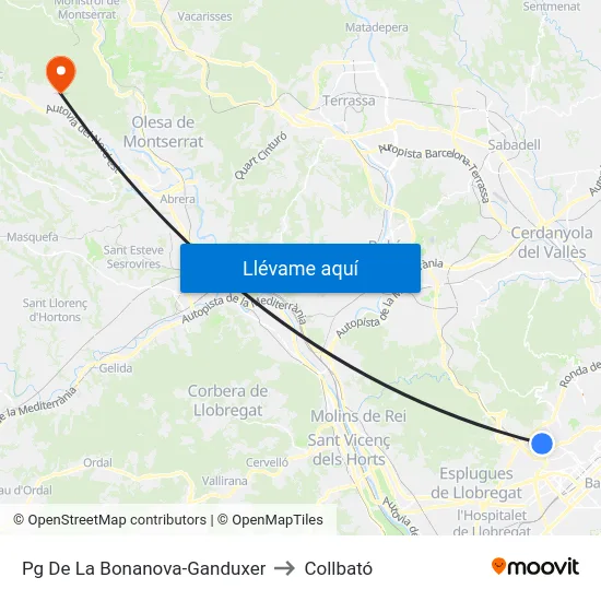 Pg De La Bonanova-Ganduxer to Collbató map