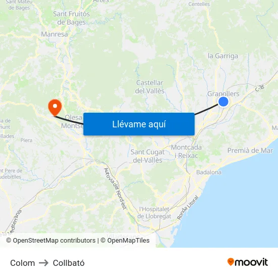 Colom to Collbató map