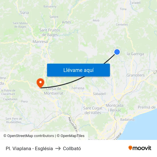 Pl. Viaplana - Església to Collbató map