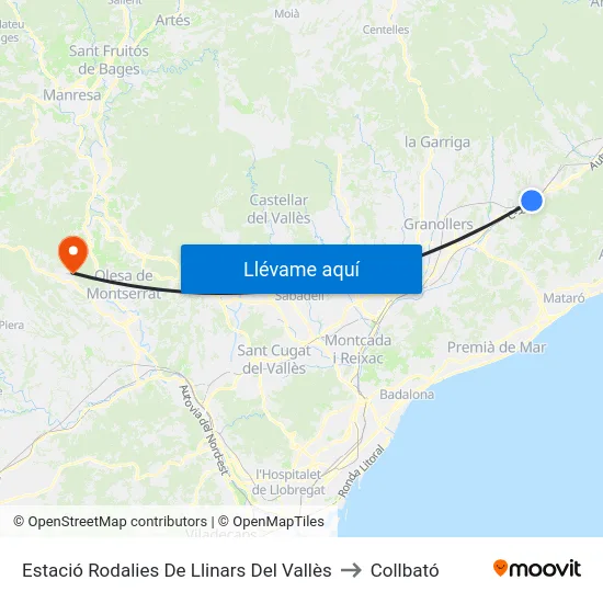 Estació Rodalies De Llinars Del Vallès to Collbató map