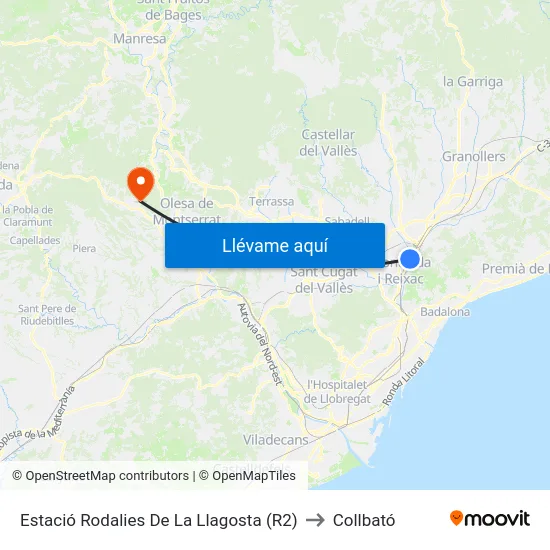 Estació Rodalies De La Llagosta (R2) to Collbató map