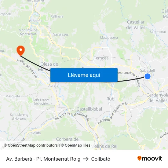 Av. Barberà - Pl. Montserrat Roig to Collbató map