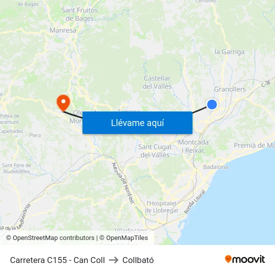 Carretera C155 - Can Coll to Collbató map