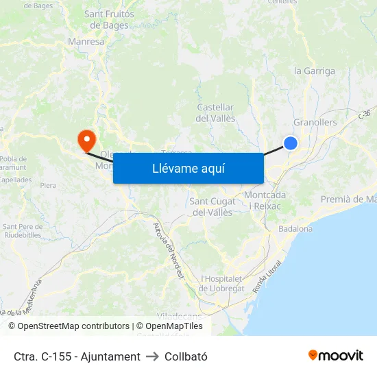 Ctra. C-155 - Ajuntament to Collbató map