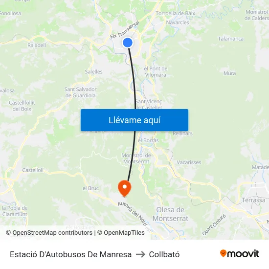 Estació D'Autobusos De Manresa to Collbató map