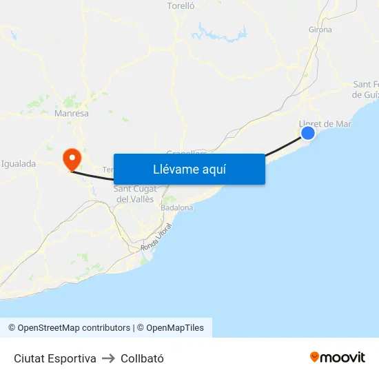 Ciutat Esportiva to Collbató map
