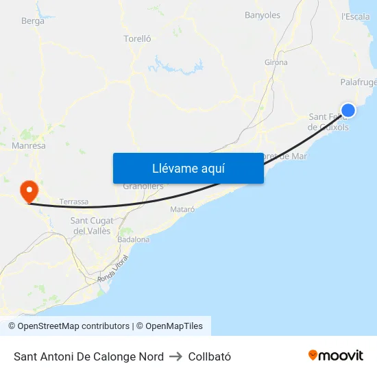 Sant Antoni De Calonge Nord to Collbató map