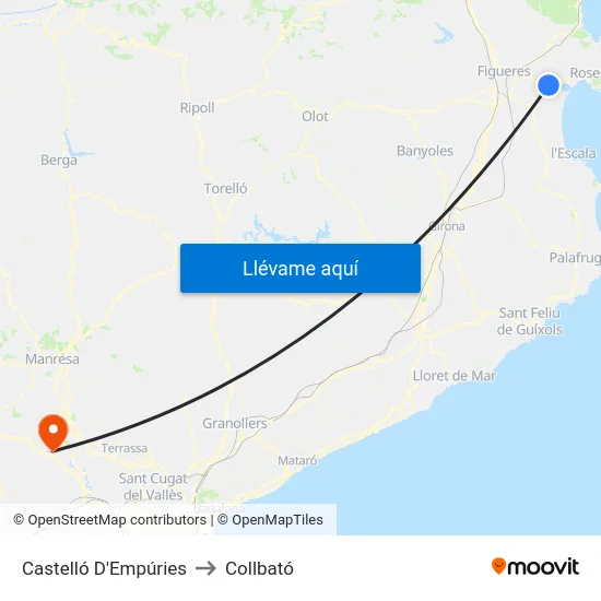 Castelló D'Empúries to Collbató map