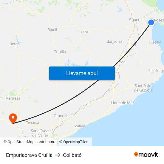 Empuriabrava Cruïlla to Collbató map