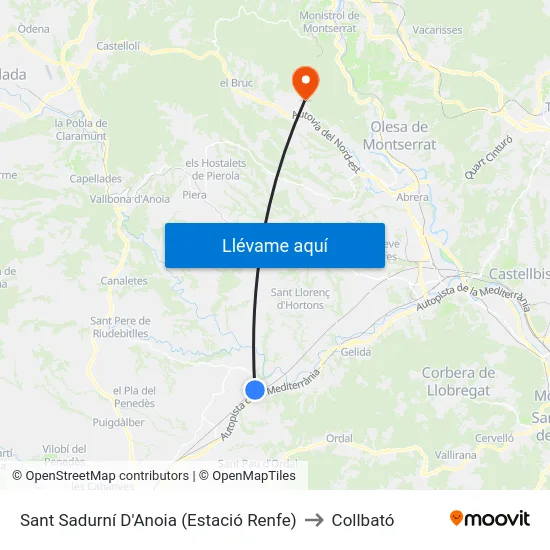 Sant Sadurní D'Anoia (Estació Renfe) to Collbató map