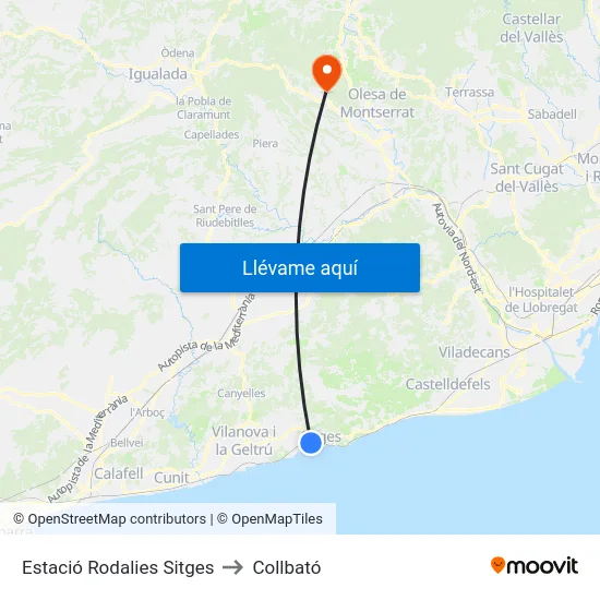 Estació Rodalies Sitges to Collbató map