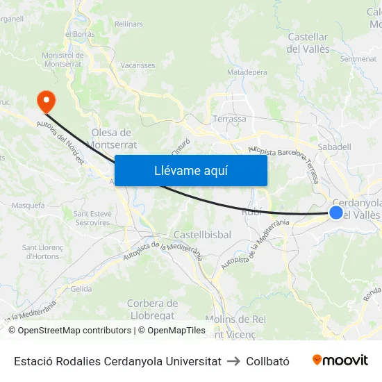 Estació Rodalies Cerdanyola Universitat to Collbató map