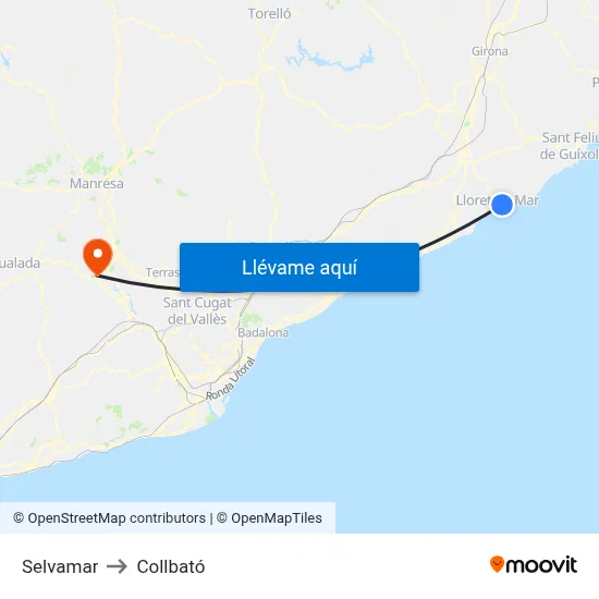 Selvamar to Collbató map