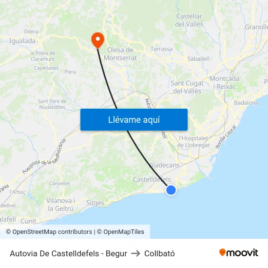 Autovia De Castelldefels - Begur to Collbató map