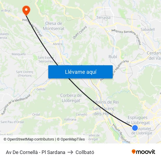 Av De Cornellà - Pl Sardana to Collbató map