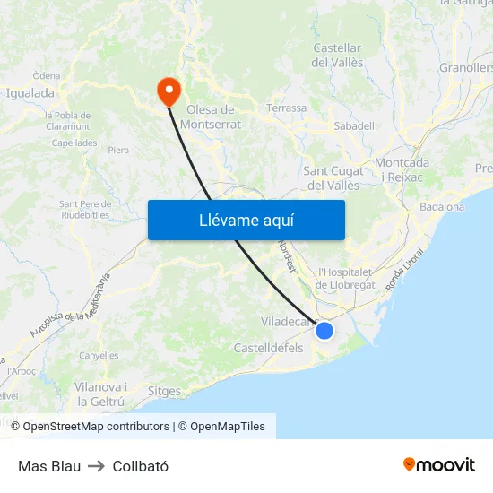 Mas Blau to Collbató map