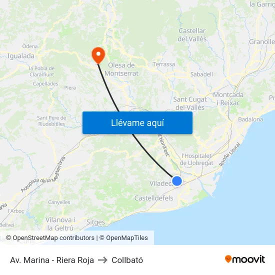 Av. Marina - Riera Roja to Collbató map