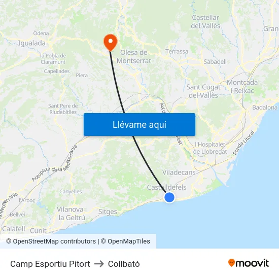 Camp Esportiu Pitort to Collbató map
