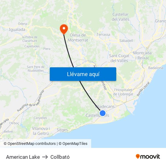 American Lake to Collbató map